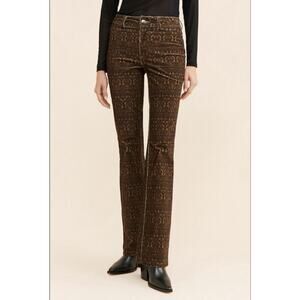 DRIFTWOOD Free People Burnt Printed Velvet Bootcut Jeans $158 Brown 29 32